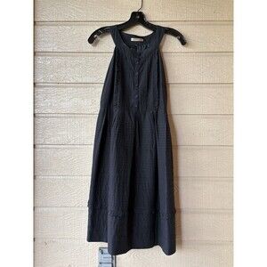 ECOLOGIE womens Black Silk Blend Pintuck Ruffle Halter Knee Length Dress size 8